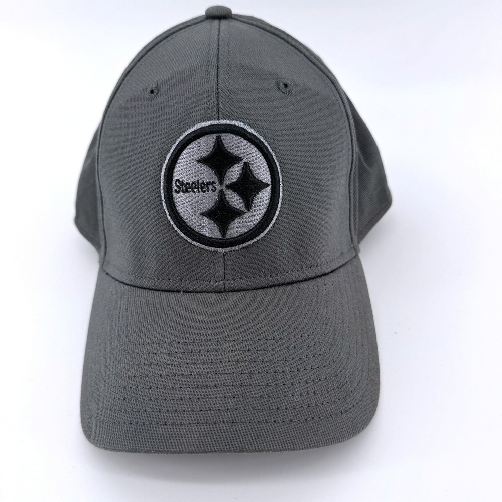 Pittsburgh Steelers OTS Hat Mens M-L Gray Grey NFL Stretch Fit Baseball Cap